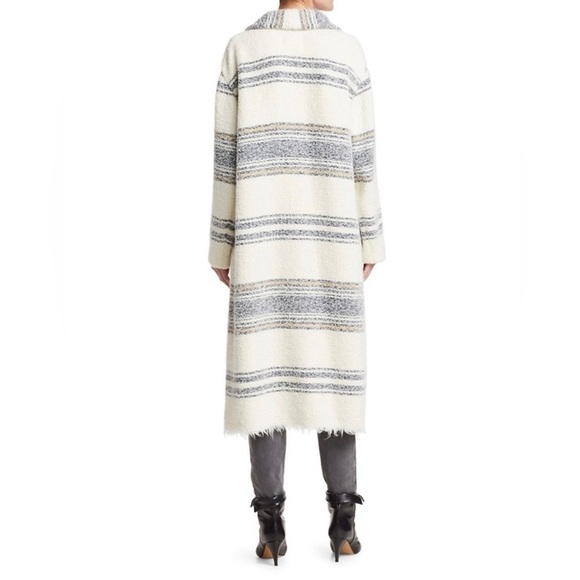 ISABEL MARANT Faby Striped Wool-Alpaca Long Coat NEW 42 - Picture 2 of 14